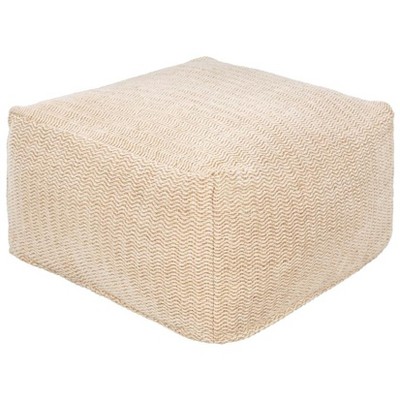 Livabliss Palmetto 13"H x 24"W x 24"D Solid and Border Beige Pouf