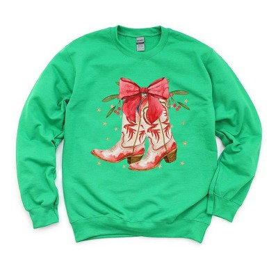 Simply Sage Market Women's Graphic Sweatshirt Coquette Cowgirl Christmas Boots