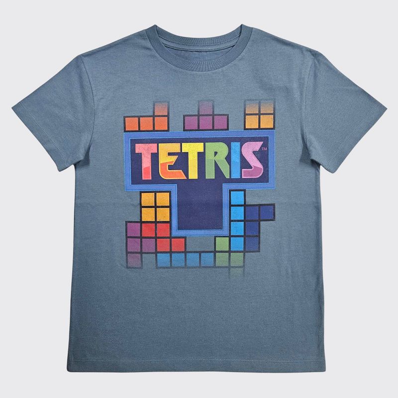 Boys&#39; Tetris Short Sleeve Graphic T-Shirt - Blue, 1 of 3
