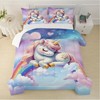 Boersma Unicorn Bedding Set, Pink Unicorn Rainbow Comforter Set, Bedroom Decor With 2 Pillowcases For All Season - 2 of 4