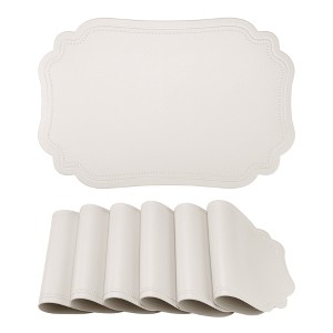 REGALWOVEN Solid Placemats Set of 6 Leather Placemats for Kitchen Dining Table Decor Heat Resistant Table Placemats Sturdy Table Mat - 1 of 4