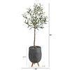 Nearly Natural 4.5-ft Olive Artificial Tree in Gray Planter with Stand - 2 of 4