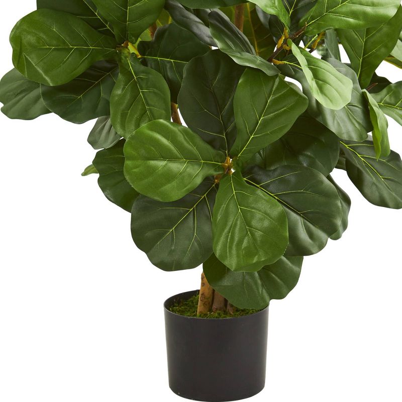 42&#34; Artificial Fiddle Leaf Tree in Pot Black - Nearly Natural, 4 of 5