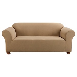 Stretch Subway Loveseat Slipcover Taupe - Sure Fit, Brown