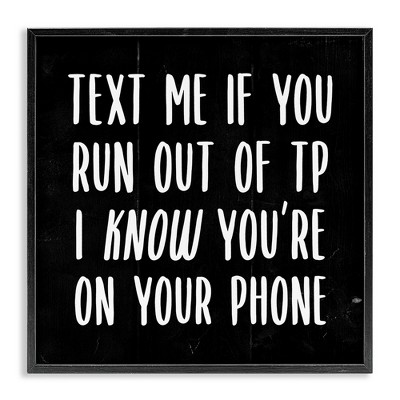 Stupell Industries Text Me For TP Funny Bathroom, 12" x 12"