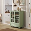 28" MDF Buffet Cabinet with Double Glass Doors and Drawer, Modern Wooden Sideboard for Living Room, Dining Room, Hallway, or Entryway - 2 of 4