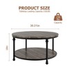 Round Coffee Table for Living Room Rustic Center Table with Storage Shelf - 2 of 4
