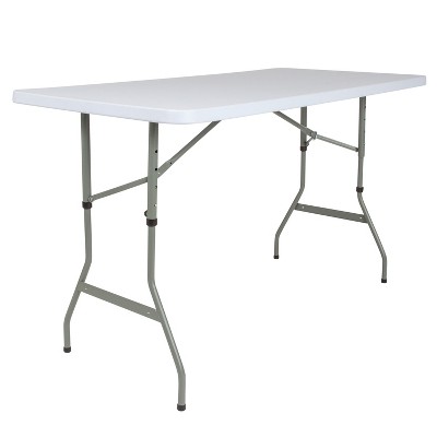 Adjustable Gray Metal Frame White Plastic Folding Table