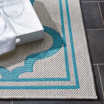 Aqua Geometric Easy-Care Synthetic Outdoor Area Rug 3' x 5'
