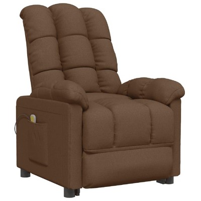 vidaXL Massage Recliner in Brown Fabric – Adjustable, Vibrating, Easy Assembly, Durable and Comfortable Relaxation Massage Chair