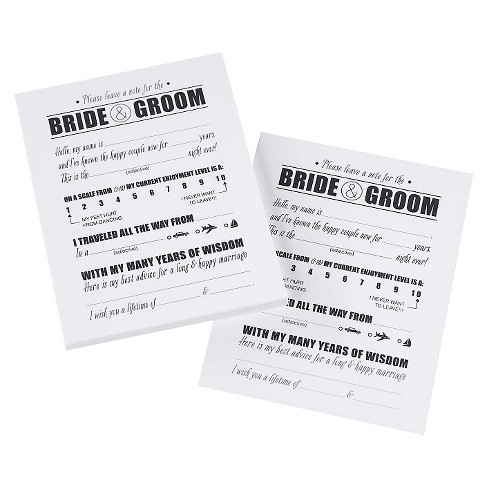 50ct Note Cards For The Bride And Groom White : Target