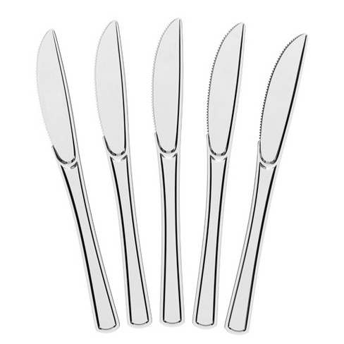 White Disposable Plastic Cutlery Set - 100 Spoons, 100 Forks and 100 Knives
