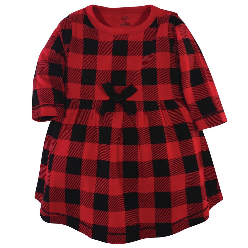 Touched by Nature Big Girls and Youth Organic Cotton Long-Sleeve Dresses 2pk, Buffalo Plaid, 4 of 8