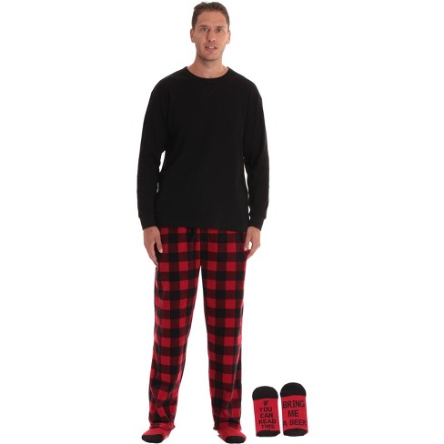 followme Microfleece Men's Buffalo Plaid Pajama Pants with Pockets (Navy &  Red Plaid, Medium) 