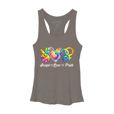Adult Design By Humans Accept Love LGBTQIA+ Pride Tie Dye Rainbow By HARGOORacerback Tank Top