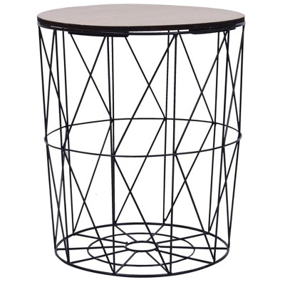 Industrial Charm Round Nesting Coffee Table Set in Natural Wood & Metal