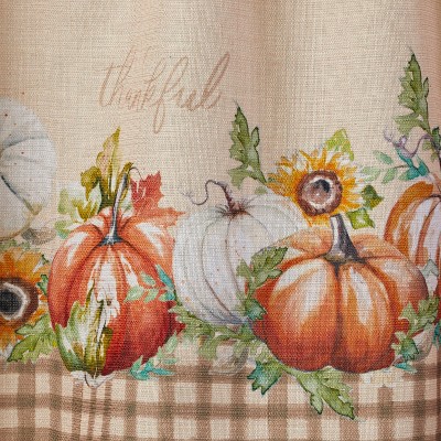 Autumn Pumpkins Beige and White Rod Pocket Valance