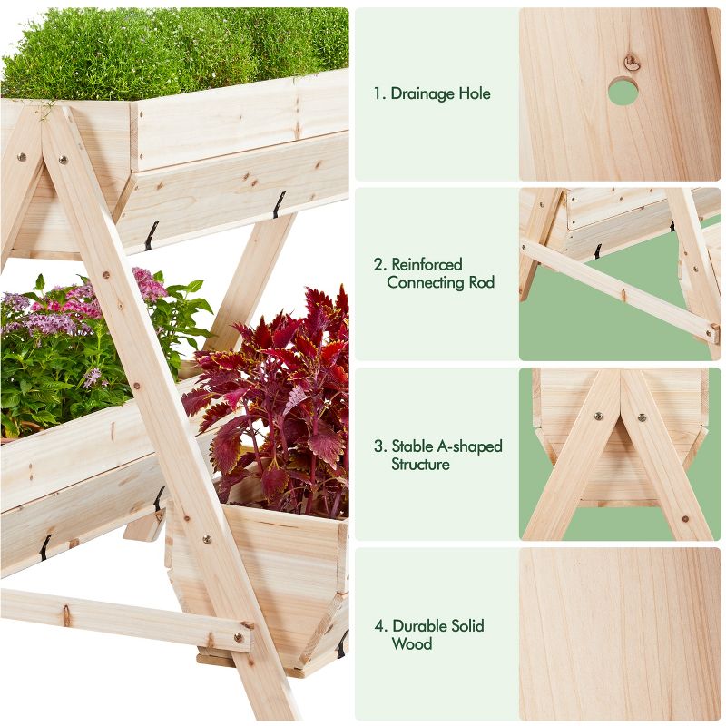 Yaheetech Wooden Raised Garden Bed for Flowers Vegetables Herbs, Wood, 4 of 8