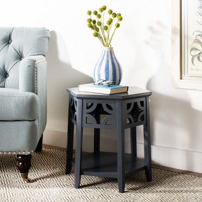Connor Charcoal Grey 18" Hexagonal Bayur Wood End Table