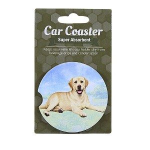 E & S Imports 2.5 Inch Yellow Labrador Car Coaster Super Absorbent Coasters - 1 of 3