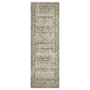 6 x 9 ft Polyester Imitation  Green Rectangular Hallway Bathroom Entryway Kitchen Office Foldable Flower Printed  Washable Area Rug - 1 of 4
