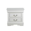 Royal Hampton 2 Drawer Wooden Nightstand with Metal Hanging Pulls and Bracket Feet, White - 4 of 4
