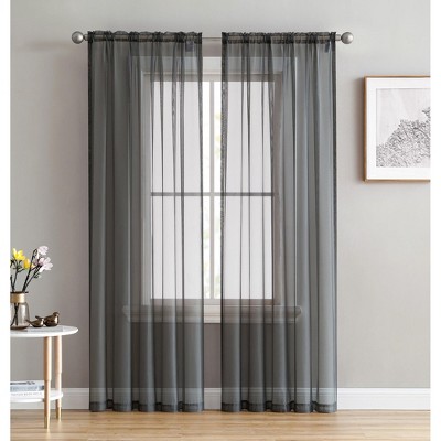 HLC.ME Sheer Voile Transparent Window Treatment Rod Pocket Curtain Panels - Set of 2