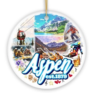 Adventurous Aspen Colorado Ornament, Snow Mountains, Nature Traveler and Skiing Vacation Souvenir - 1 of 4