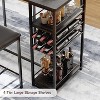 Nasitip 3-Piece Counter Height Dining Table Set for 2, w/Storage Shelves and 2 Upholstered Bar Stools, Small Space Kitchen Set - 4 of 4