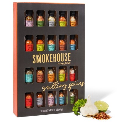 Smokehouse by Thoughtfully, Ultimate Grilling Spice Gift Set, Flavors Include Chili Garlic, Rosemary and Herb, Lime Chipotle, and More, Set of 20