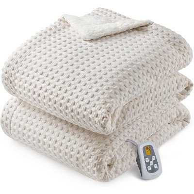 Heated Blanket Throw Twin Queen King, Waffle Weave Electric Throw Blanket Fast Heating with LCD Controller, Auto Off, ETL Certified, Machine Wash