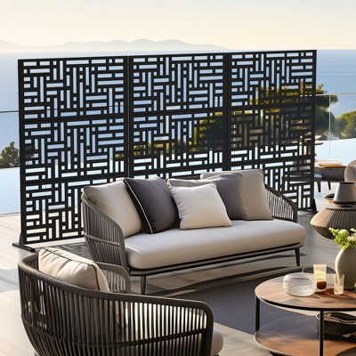 PexFix 72 in. x 47 in. Outdoor Metal Privacy Screen Garden Fence in Streets Pattern in Black