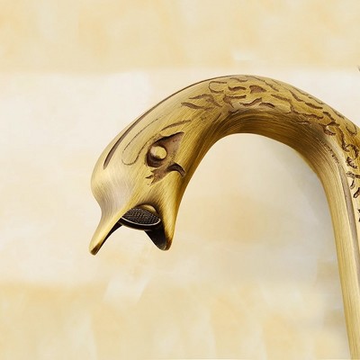 Antique Brass Swan Single Handle Bathroom Faucet with Pop-Up Drain