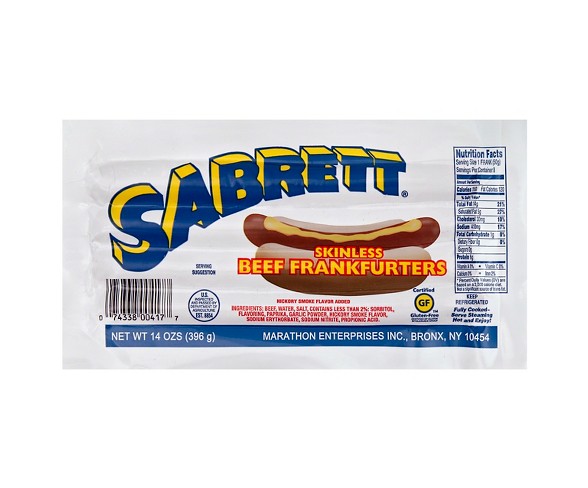 Sabrett Skinless Beef Frankfurters - 8ct/14oz