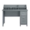 Wood Desk with Drawer, Door and 6 Shelves, Gray Office Writing Desk with Storage - 4 of 4