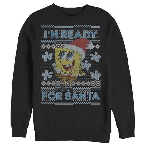 Men's SpongeBob SquarePants Ugly Christmas Ready Santa Sweatshirt - 1 of 3