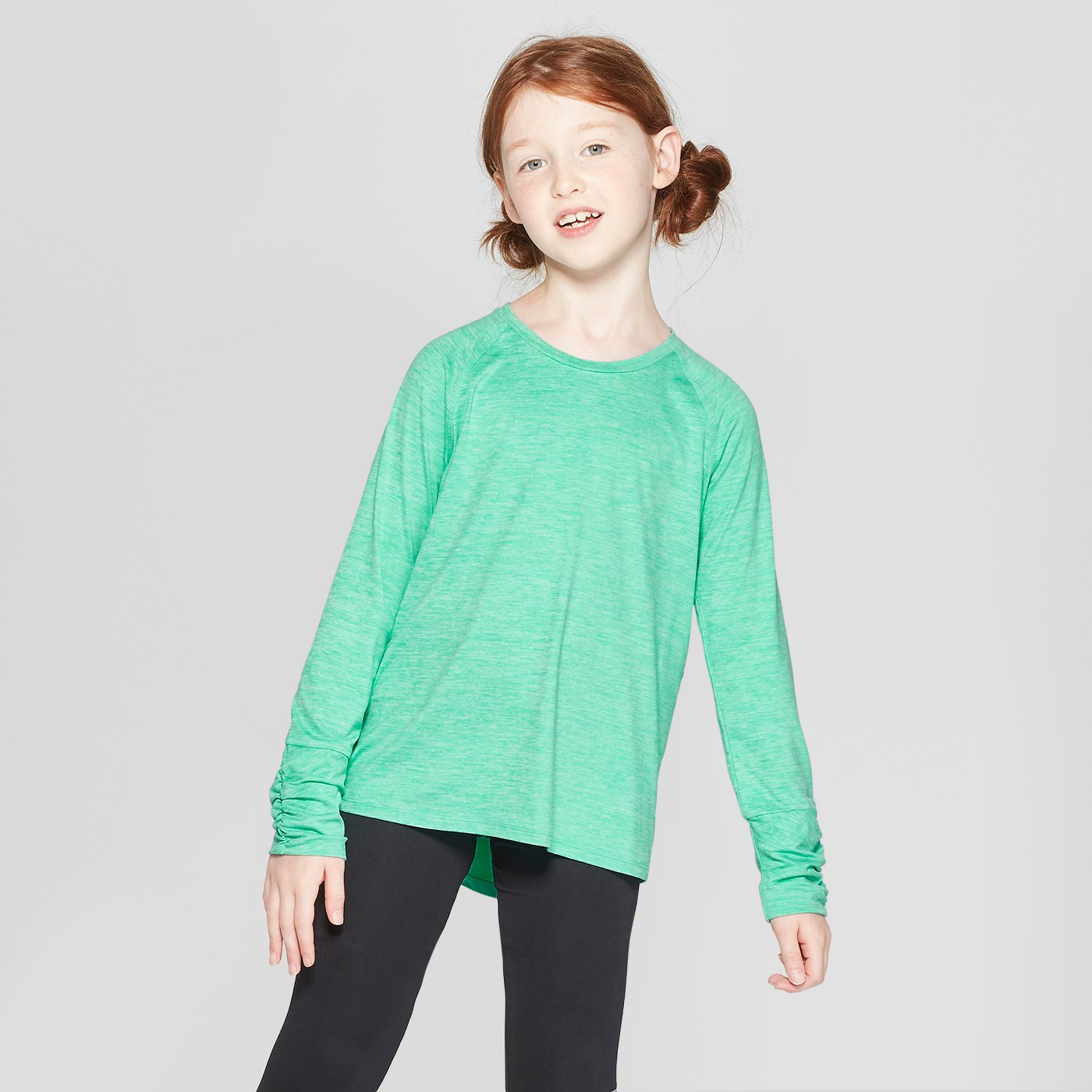 Girls' Ruched Super Soft Long Sleeve T-Shirt - C9 ChampionÂ® - image 1 of 3