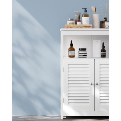 White MDF Living Room Cabinet with Adjustable Shelving