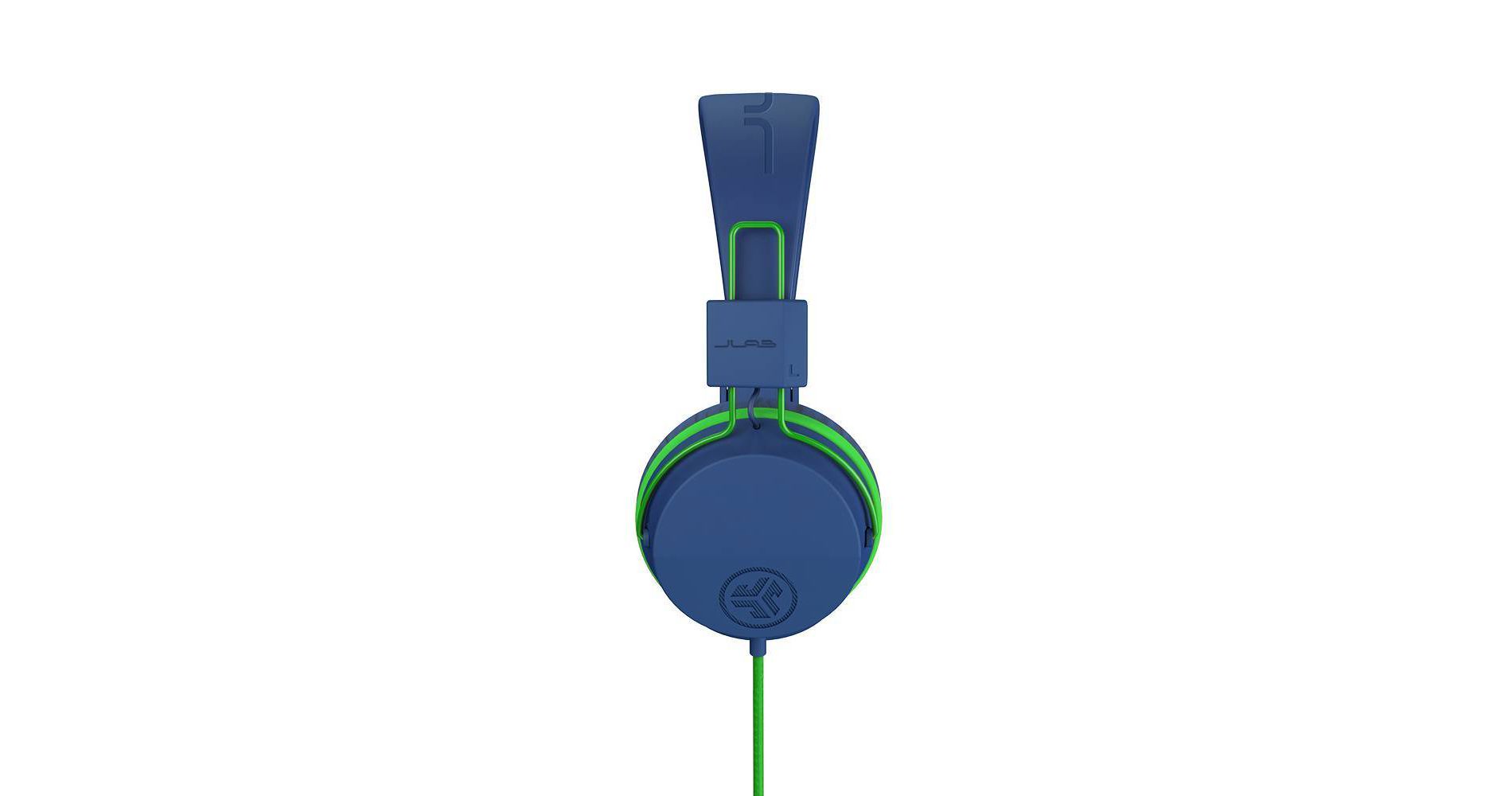 JLab JBuddies Studio Wired Headphones - Blue/Green: Foam Ear Cushion, 3.5mm Jack