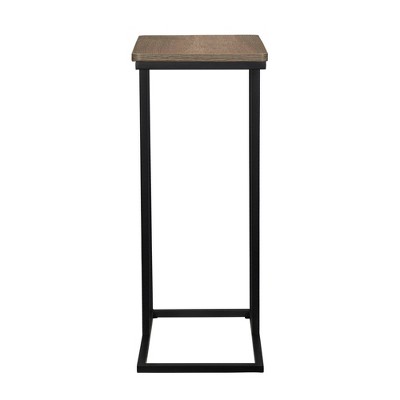 Ashwood and Black Metal C-Shaped Side Table