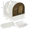 VisioGear Covered Litter Box, Litter Box with Lid, Scoop Enclosed Drawer  for Cats, White &Brown, 17"*17.3"*18.5" - 3 of 4