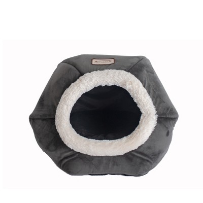 Small Dark Gray Suede Pet Bed with Foam Walls