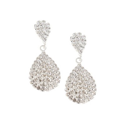 SOHI Women's Silver  Embellished Teardrop Earrings