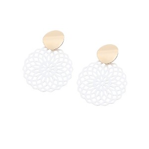 SOHI Women's Red Floral Filigree Drop Earrings - 1 of 3