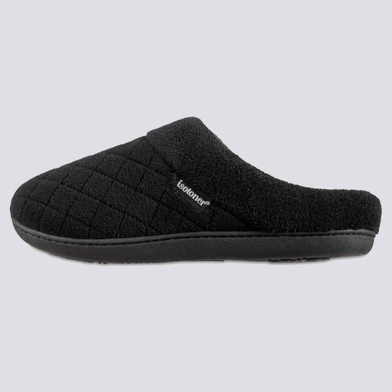 Isotoner Women's Diamond Quilted Microterry Hoodback Slippers - Black, 2 of 7