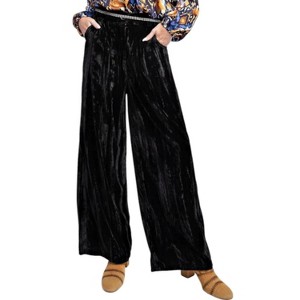 Women's Ice Velvet Wide Pants - Easel - 1 of 3