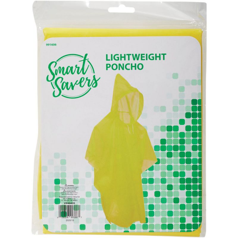 Smart Savers  52 In. x 40 In. Yellow Lightweight Rain Poncho HJ055 Pack of 12, 1 of 3