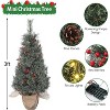 3ft Snow Flocked Artificial Christmas Tree with Multi-Function LED Lights & Red Berries, Perfect Holiday Decor for Small Spaces & Tabletops - 3 of 4