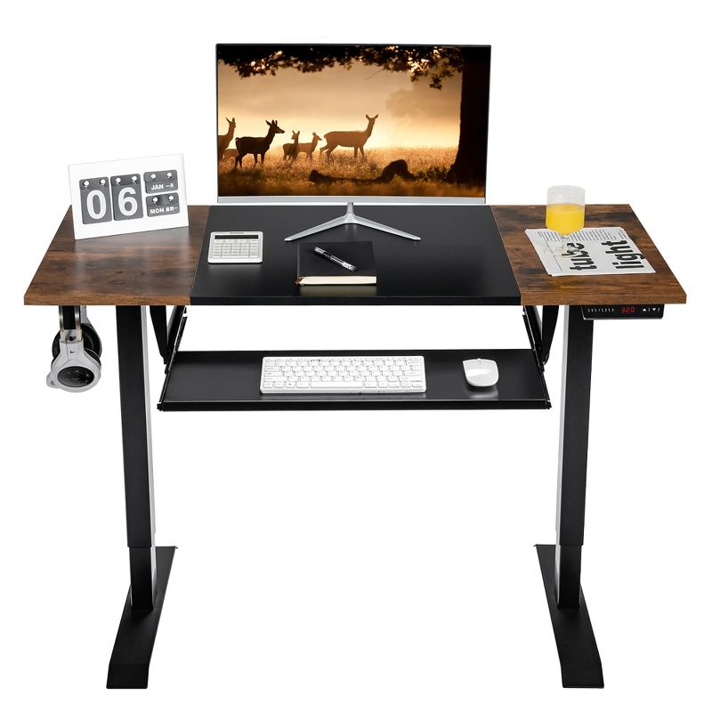 Costway 48'' Electric Sit to Stand Desk Adjustable Workstation w/ Keyboard Tray, 1 of 11