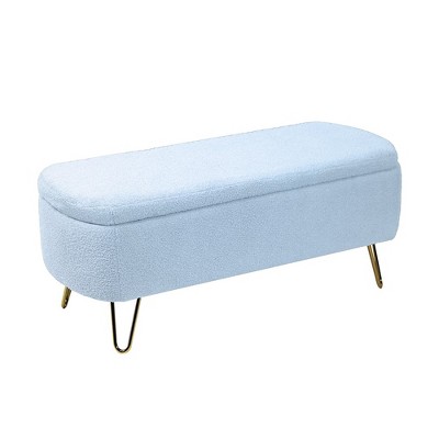 Modern Faux Fur Entryway Bench Upholstered Padded with Storage